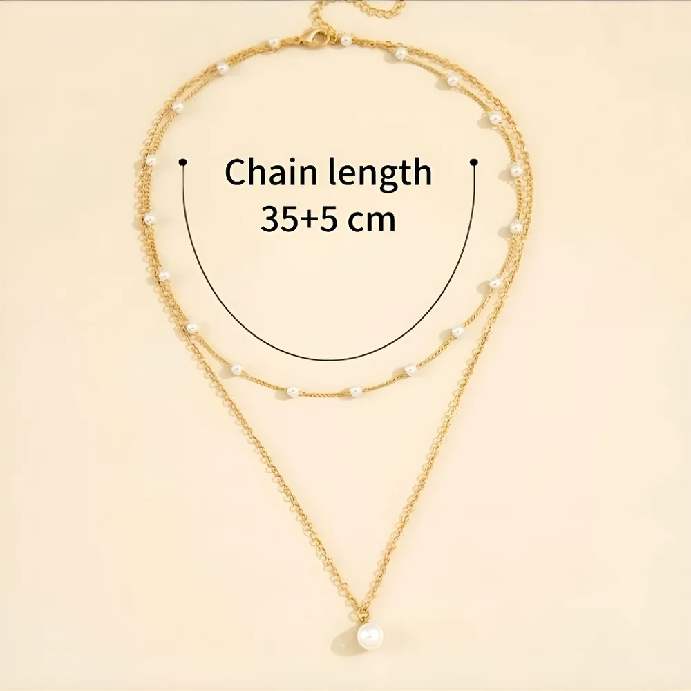 Gold Pearl Layered Necklace - Picture 4 of 4